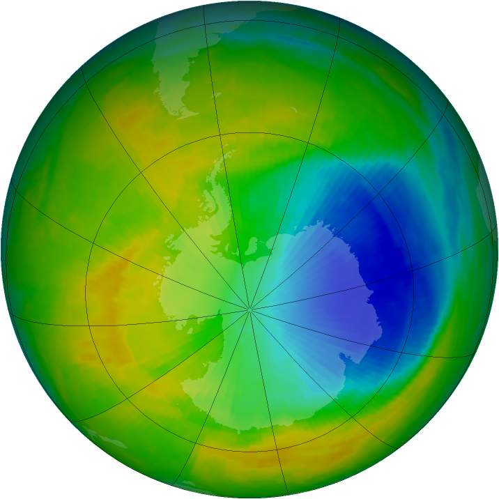Antarctic ozone map for 09 November 2000